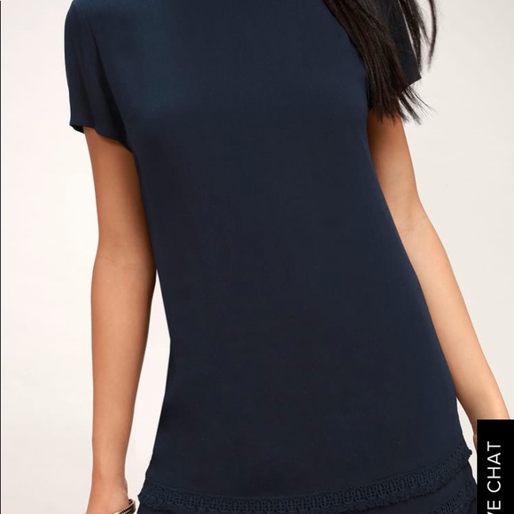 LULU’S BUENOS AIRES NAVY BLUE SHIFT DRESS - Picture 4 of 4